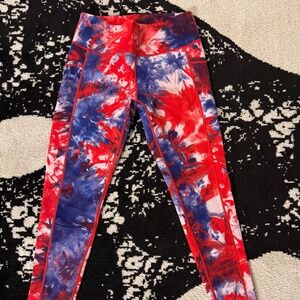 Constantly Varied Gear CVG Red White Blue Tie Dye Leggings Size M Full Length